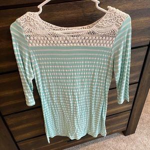 Pink blush maternity teal shirt